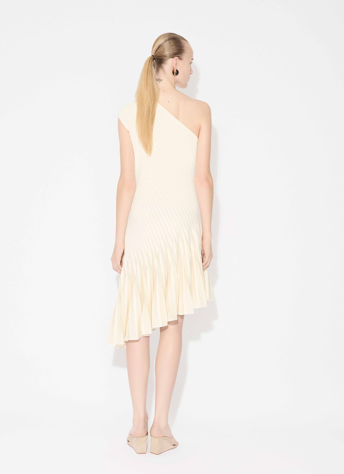 SCULPTING STRIPES DRESS ALAÏA WHITE/CRAIE SCULPTING STRIPES DRESS